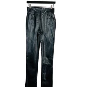 NEW! Zara Faux Leather Hi Rise Legging Black Side Zip Ankle - S